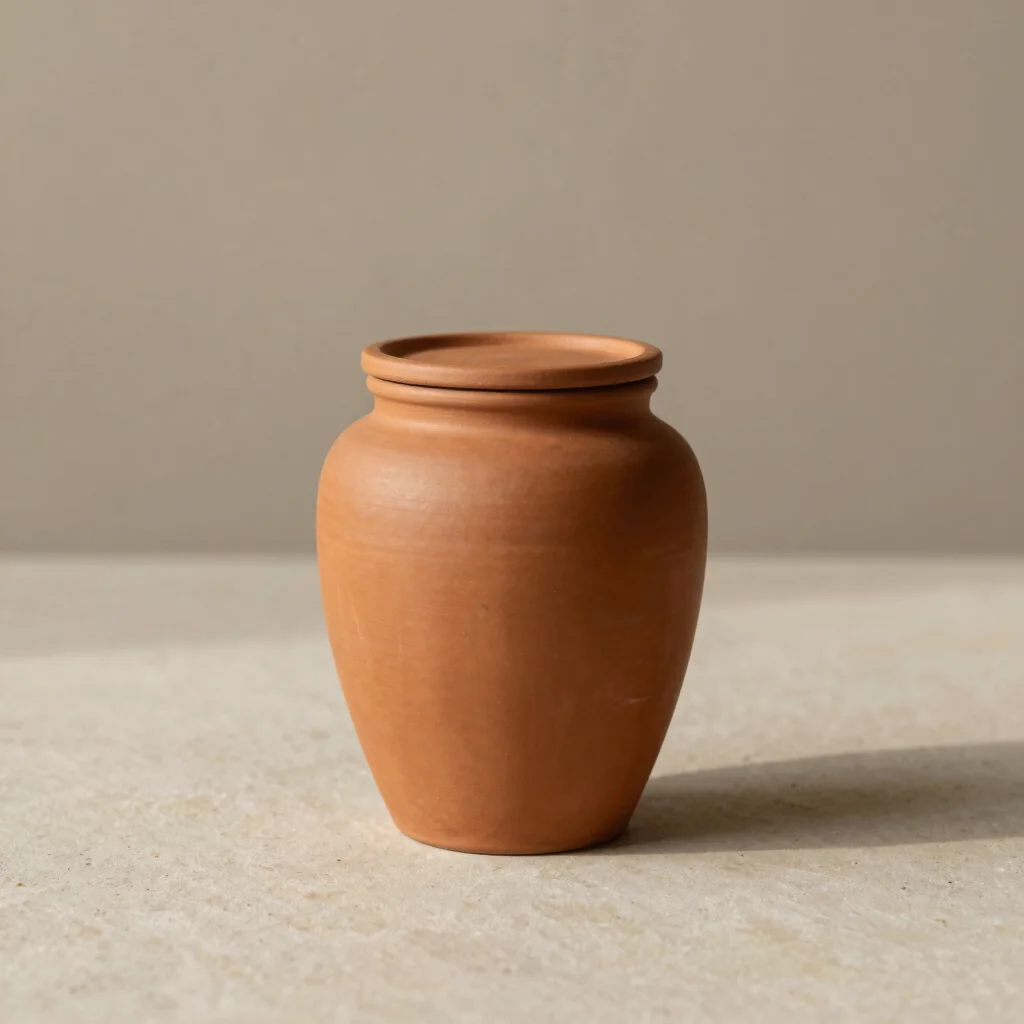 Terracotta Ribbed Eco-Resin Jar